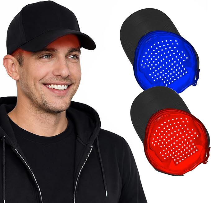 LLLT Laser Hair Growth Cap for Thinning Hair 650nm Red Light Therapy Hair Regrowth Treatment Full Scalp Coverage Hands-Free &amp Rechargeable Hair Loss Solution for Men &amp Women Black
