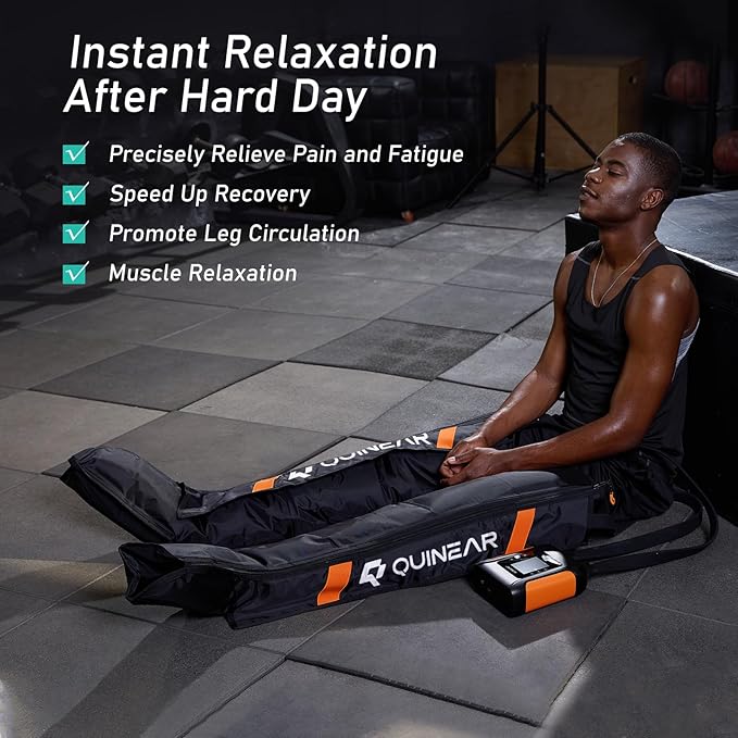 QUINEAR Professional Leg Recovery System Cordless Air Compression Boots with Sequential Compression Leg and Foot Massager Fast Recovery Therapy for Athletes FSA-HSA Eligible (Large)