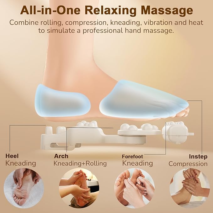 Shiatsu Foot Massager Machine with Heat : Deep Kneading Foot Massager with Vibration &amp Compression for Plantar Fasciitis &amp Neuropathy - for Women &amp MenRelax for Home Office Use (Black)