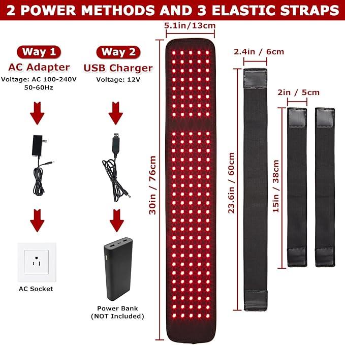 LED Red Light Therapy for Feet &amp Body CAMECO 640nm &amp 660nm &amp 880nm Infrared Light Therapy Belt for Foot Pain &amp Neuropathy Wearable Foot Therapy Wrap Timer 3 Temperature Setting