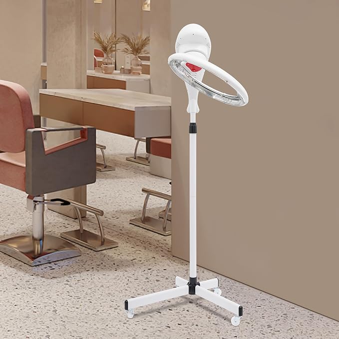 Professional Salon Hair Dryer Stand with Infrared Heat - 950W Fast Drying Adjustable 61-70 Inch Height for Home &amp Salon Use (White)