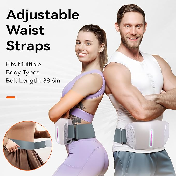 Dual Kneading Disc Abdominal Massager with Heat - Stomach Massager for Digestion Belly Cellulite Machine for Flattening Belly &amp Muscle Relief Relieves Discomfort Caused by Period Cramps Gas (wh