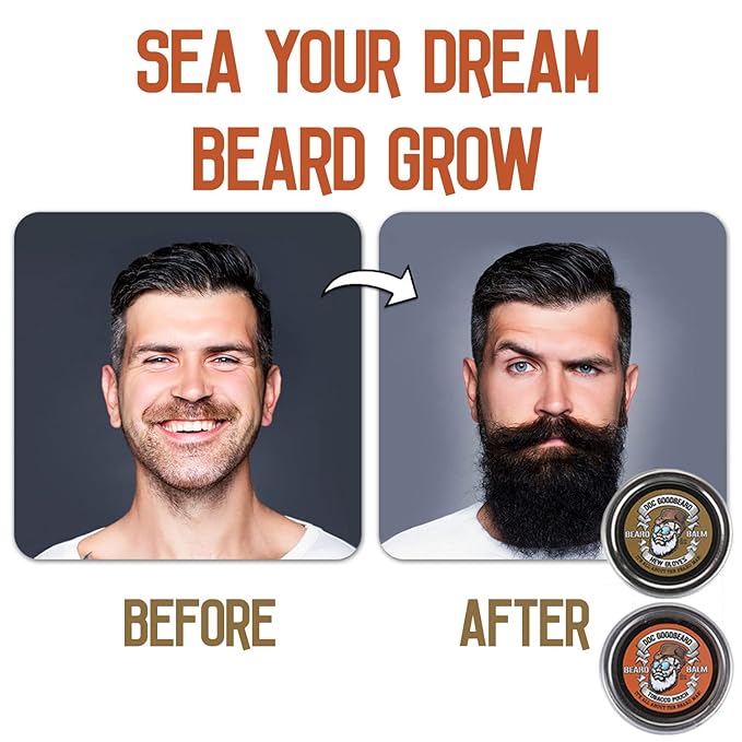 Doc Goodbeard Beard Balm Kit Includes 1 New Gloves Balm and 1 TB Pouch Balm for men All-Natural No Greasy Locks in Moisture for Skin and Beard Promote Beard Growth