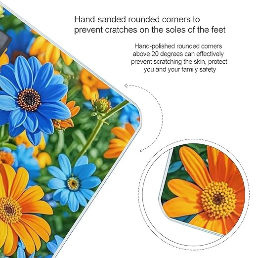 Orange and Blue Flowers Scale for Body Weight Smart Scales Digital Bathroom Scale High Precision Weighing Scales with Large Display Weighing Machine for People