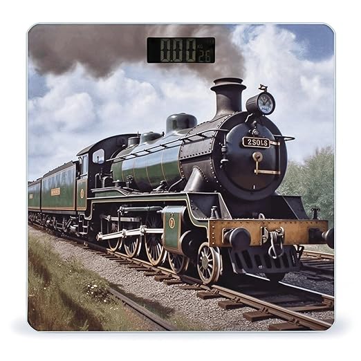 Steam Locomotive Train Bathroom Scale Rounded Smart Scale for Body Weight Automatic Power On/Off Weight Scales Accurate Bathroom Digital Scales for Pet Home Bedroom Kitchen