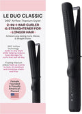 L'ANGE HAIR Le Duo Grande 360° Airflow 2 in 1 Straightener and Curler | 1 Inch Curling Wand &amp Titanium Flat Iron with 5.3 Plates | Hair Straightener &amp Curler for Long Hair (Black)