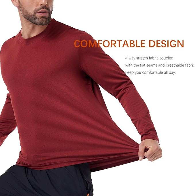 6/7 Pack Men's Quick Dry Long Sleeve Shirts UPF 50+ UV Sun Protection SPF Shirt Moisture Wicking T-Shirt for Casual Workout
