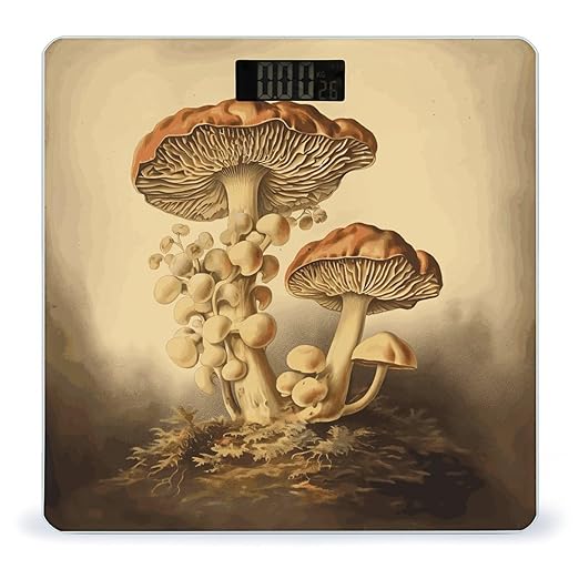Vintage Mushrooms Bathroom Scale for Body Weight Bathroom Weighing Scale with Backlit LCD Display Highly Accurate Measures Weight Up to 180kg