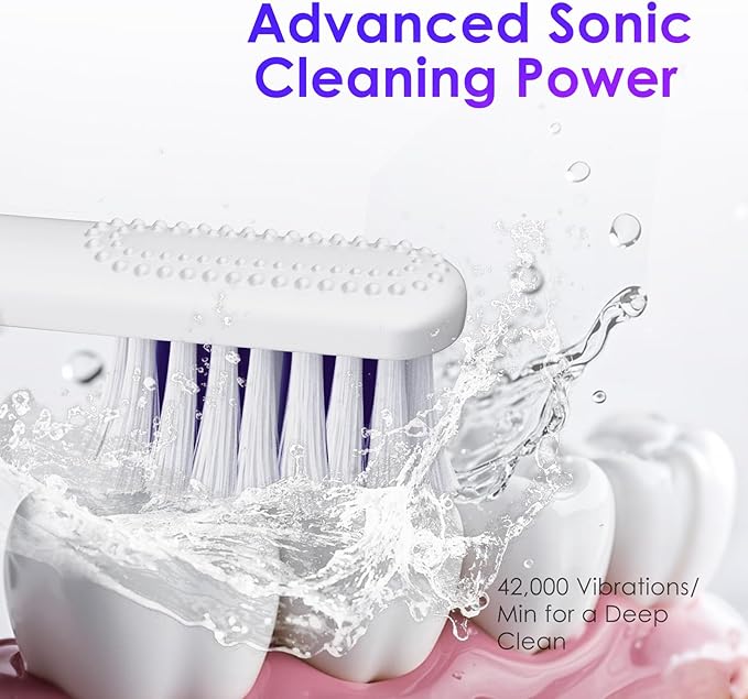 Electric Toothbrush Portable Travel Sonic Toothbrush with Protective Case USB-C Rechargeable Neutral Comfort Bristles Waterproof Smart Timer Compact for Daily Use (Pearl White)