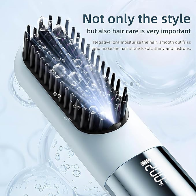 Hair Straightener Brush Portable Cordless Rechargeable Smoothing Cold Air Straightening Brush for Travel (01)