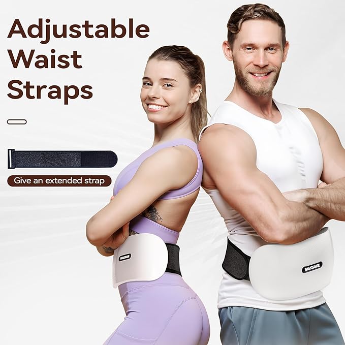 Dual Disc Abdominal Massager with Heat Electric Belly Fat Burner Machine with Bian-Stone Massage Heads Stomach Massager for Digestion to Relieve Bloating &amp Period Cramps Constipation Gas