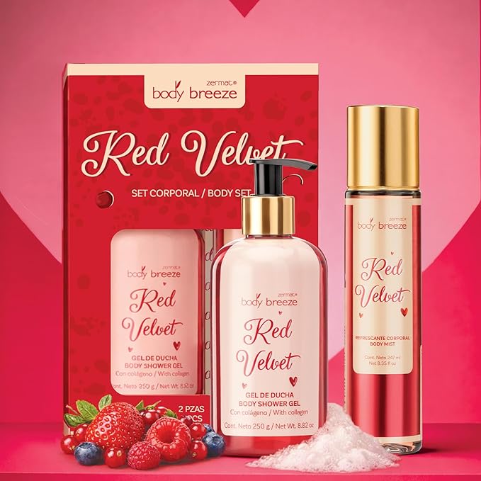 Zermat Body Breeze Red Velvet Body Set -Shower gel and body wash set. 2 pieces
