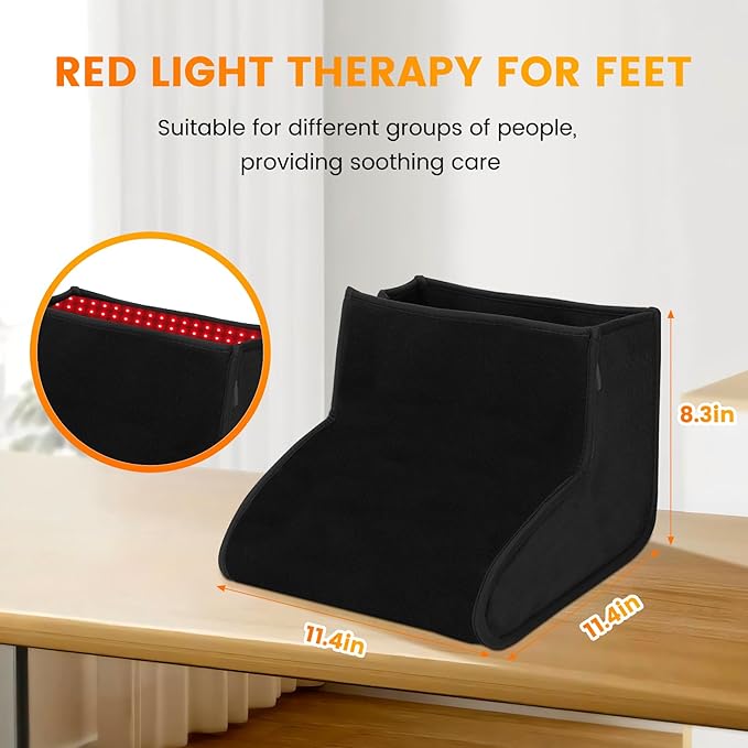 Red Light Therapy for Feet Neuropathy – 320 Dual-Wavelength LEDs Infrared Therapy for Foot &amp Ankle Adjustable Timer Relief for Plantar Fasciitis Pain