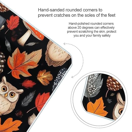 Automatic Switch Digital Bathroom Weighing Scale Smart Scale for Body Weight Floral Owls Fall Leaves Mushroom