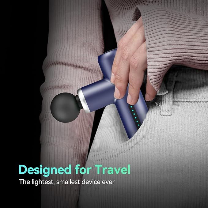 Mini Massage Gun Pocket-Sized Massage Gun Deep Tissue Quiet Portable Percussion Muscle Travel Massager GunBack/Neck Massager for Pain Relief Deep Tissue (Blue)