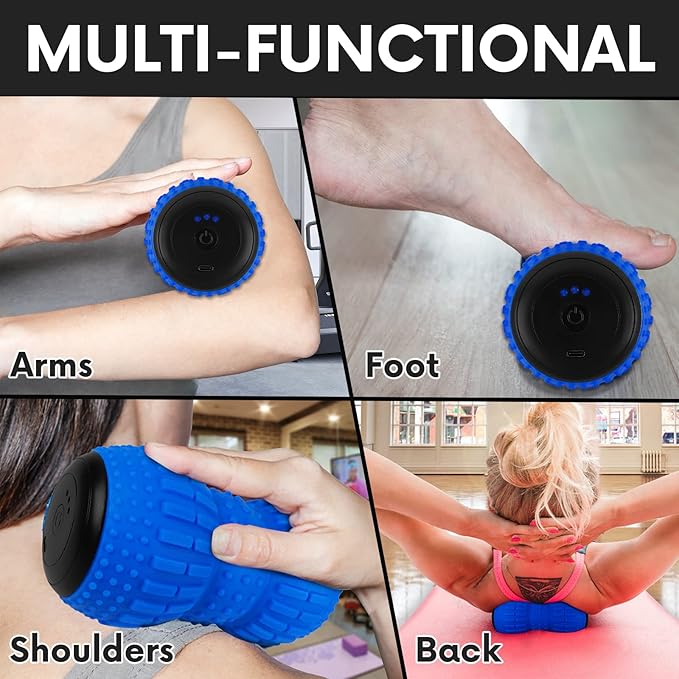 ZeenKind Vibrating Peanut Massage Ball for Plantar Fasciitis Muscle Pain Relief with 4 Speed Deep Tissue Therapy for Myofascial Release &amp Muscle Recovery Neck Back Foot Roller Massager