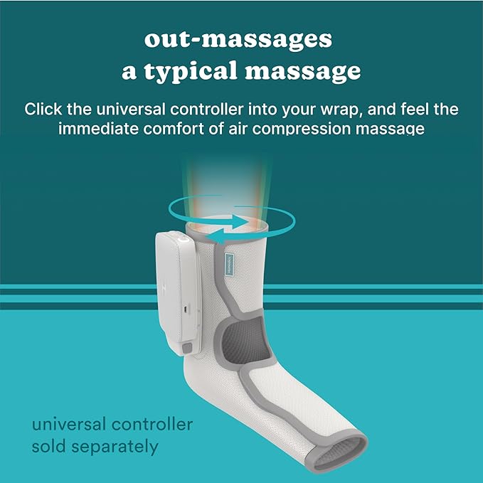 HoMedics Modulair Compression Foot Wrap Massager – Overlapped Compression Therapy with 4 Programs Adjustable Intensity Heat Settings (Battery Sold Separately)