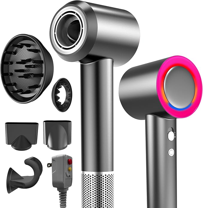 Hair Dryer 1800W Fast Drying Blow Dryer with 160000 RPM High-Speed Brushless Motor Low Noise Hairdryer with Magnetic Attachments for Home Salon Travel