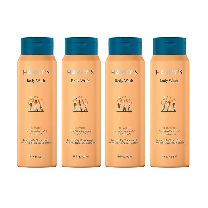 Harry's Body Wash for Men Redwood 16 Fl Oz (Pack of 4) - Packaging May Vary