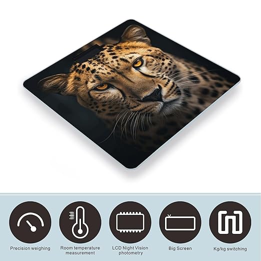 Cheetah Looking Ahead Smart Scale for Body Weight Accurate Bathroom Scale with LED Display Digital Weight Scales Weighing Machine High Precision Scales for Bath Home