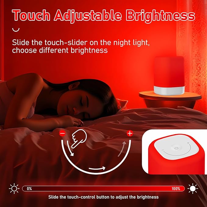 Red Light Therapy for Sleep Device Red Night Lights with 670nm Wavelength Touch Reds Light Sleep Lamp Aid to Support Deep Relaxation and Improve Sleeping for Adults &amp Kids Bedrooms
