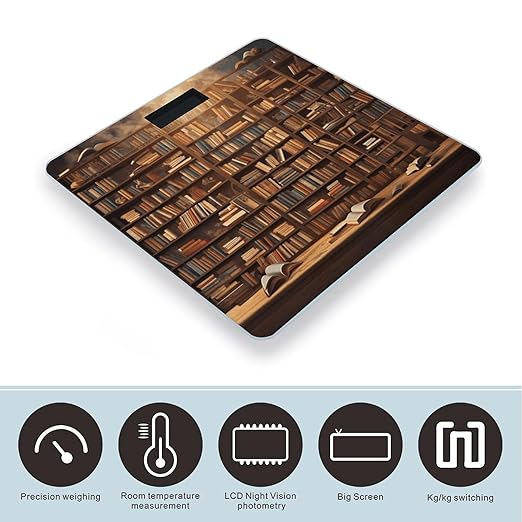 Books Bathroom Scale Automatic Power On/Off Body Scales LCD Backlight Display Square Digital Scale Rounded Corners Bathroom Scales for Home Bedrooms