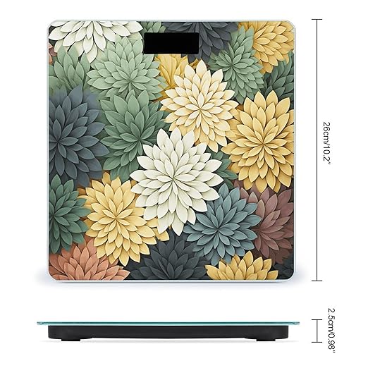 Petals Garden Leaves Scale for Body Weight Anti-Slip Tempered Glass Digital Bathroom Scales Clear LCD Display Weighing Scale Safe Rounded Corners Smart Scales