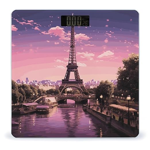 Pink Paris Digital Bathroom Scale Fashion Unique Weight Scale BMI Anti-Slip Precision Weighing Scales Suitable for Home Bedrooms Use and Gift