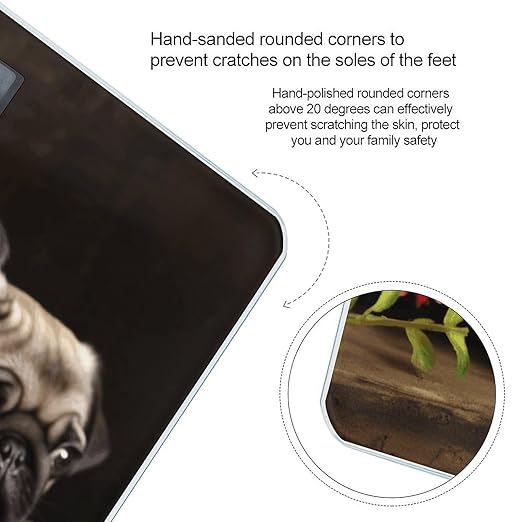 Puppys PugScale for Body Weight with LCD High Precision Weighing Scales Fashion Sturdy Tempered Glass Weight Scales Easy-to-Read Digital Bathroom Scale for Daily 400lb