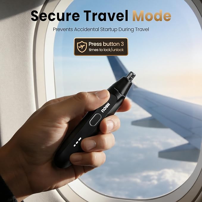 Nose Hair Trimmer for Men Women - HACLI Electric Painless Nose Hair Clipper 8000RPM Powerful Motor IPX7 Waterproof Safe &amp Quiet Replaceable Head Travel Lock USB-C Rechargeable