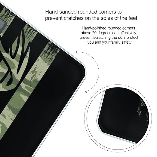 Automatic Switch Digital Bathroom Weighing Scale Smart Scale for Body Weight Camouflage American Flag Hunting Deer Camo Black