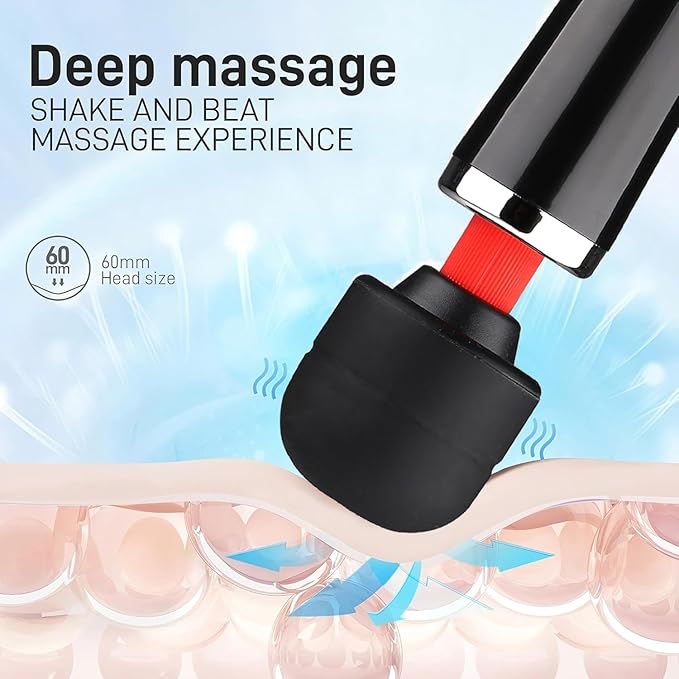 Personal Massage Device - Handheld Vibration Massager - Powerful Wired Wand - Best for Travel - Magic Stress Away - Perfect on Back Legs Hand Pains and Sports Recovery - Black