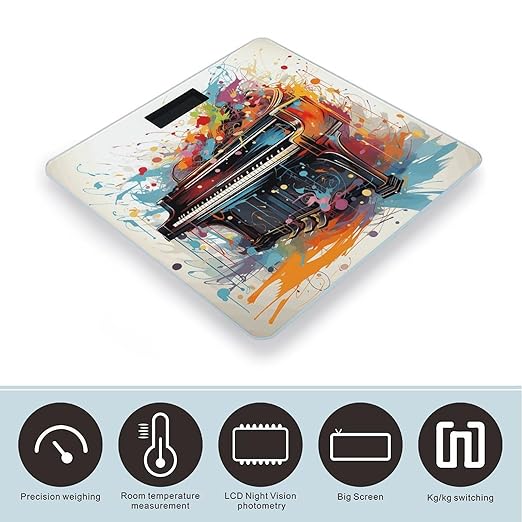 Color Music Digital Bathroom Scale for Body Weight Weighing Scale with Backlit LCD Display High Precision Measurements &amp Measures Weight Up to 180kg