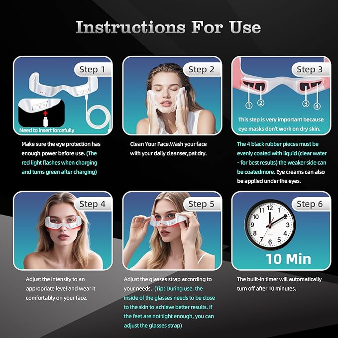 Under Eye Red Light Therapy Device Facial red Light Therapy for reducing Dark Circles and Puffiness Smoothing fine Lines Eye Massager