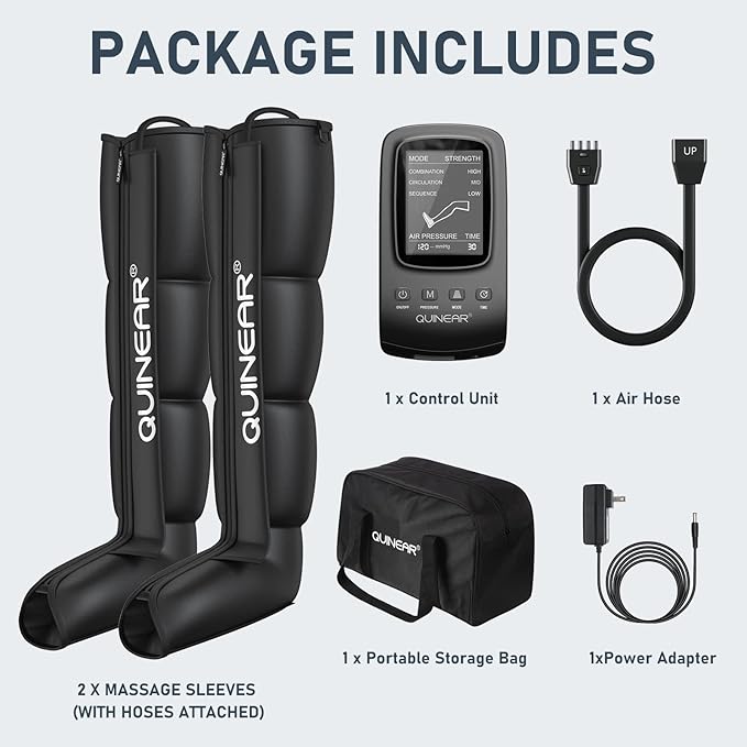 QUINEAR Air Compression Recovery System Professional Sequential Device for Massage Therapy Foot and Leg Recovery Boots to Improve Circulation for Athletes FSA-HSA Eligible (Large)