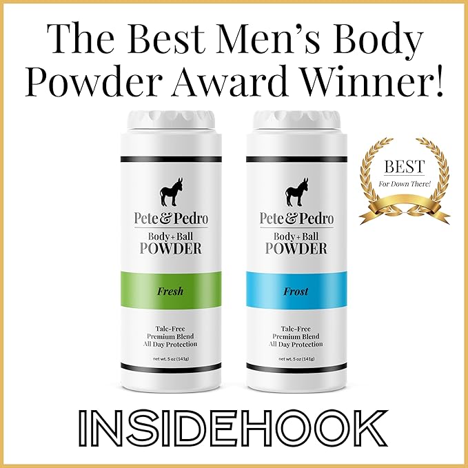 Pete &amp Pedro Body &amp Ball Powder FRESH &amp FROST Combo - Talc-Free Men’s Body Powder Deodorant for Men Sweat Absorbs Blocks Odor Hygiene for Groin Area Ideal for Gym &amp Daily Use 4.4 o