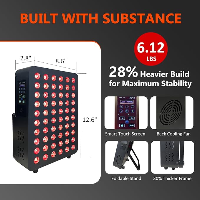 Red Light Therapy Panel Dual Chip LED 660nm 850nm Near Infrared Light for Body &amp Face High Power Red Light Therapy Device for Muscle Recovery Joint Pain Relief Skin Rejuvenation at Home
