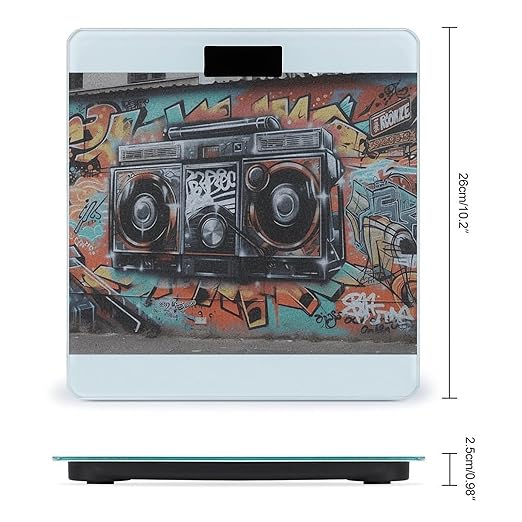 Graffiti Hip Hop Digital Scale for Body Weight Highly Accurate Digital Bathroom Scale Sturdy Tempered Glass Weighing Scales with LCD Display Fashion Body Fat Smart Scales 400lb