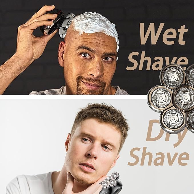 2 Pack 7D Blade Floating Replacement Heads for SHPAVER and Other Brand Head Shaver Stainless Steel 7D Rotary Blades for Bald Men Rotary Shavers.