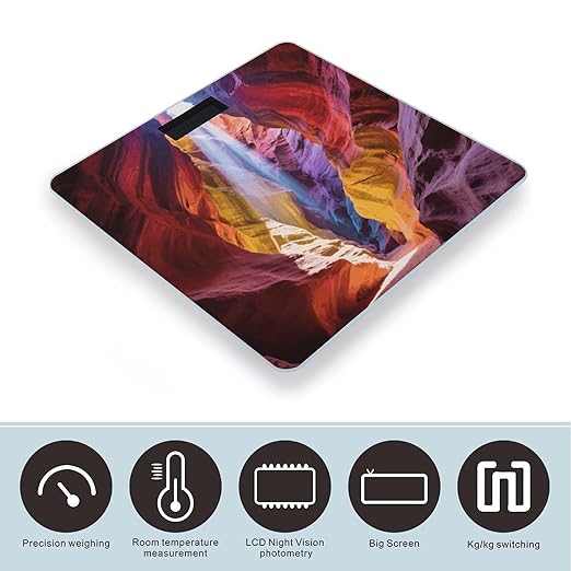 Colored Canyon Scale for Body Weight Sturdy Tempered Glass Weighing Scales with LCD Display Accurate Digital Bathroom Scale Convenient Body Fat Smart Scales Easy Read
