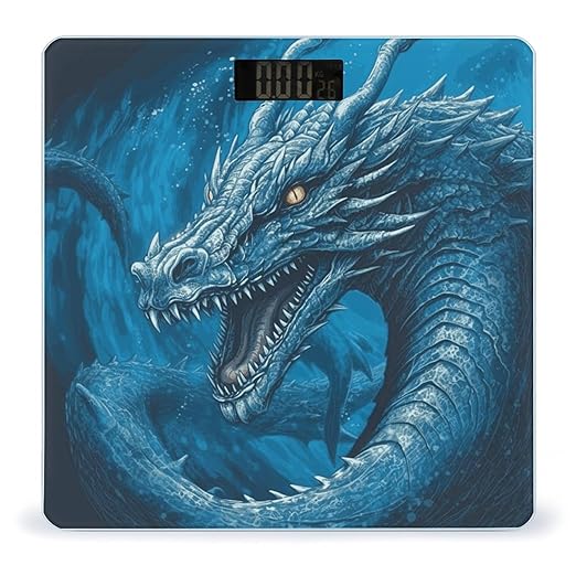 Dragon Cool Blue Bathroom Scale for Body Weight Bathroom Weighing Scale with Backlit LCD Display Highly Accurate Measures Weight Up to 180kg