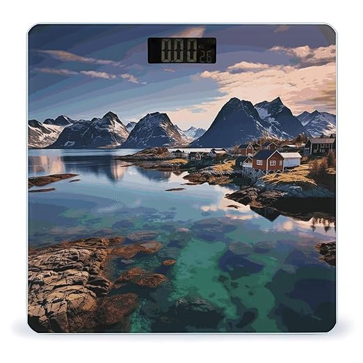 Norway Islands Bathroom Scale for Body Weight Bathroom Weighing Scale with Backlit LCD Display Highly Accurate Measures Weight Up to 180kg