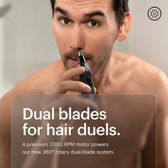 MANSCAPED® The Weed Whacker® 2.0 Electric Nose &amp Ear Hair Trimmer – 7000 RPM Precision Tool with Rechargeable Battery Wet/Dry Easy to Clean Improved Stainless Steel Replaceable Blade