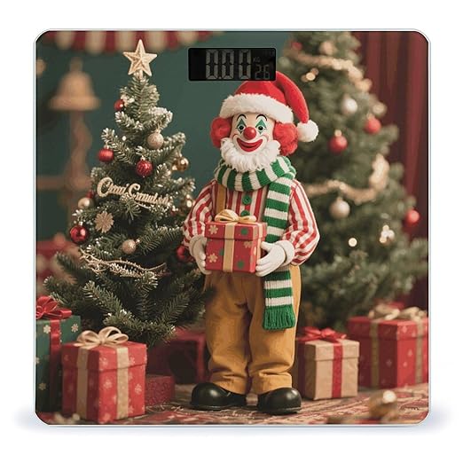 Country-Style Clown Scale for Body Weight Sturdy Tempered Glass Weighing Scales with LCD Display Accurate Digital Bathroom Scale Convenient Body Fat Smart Scales Easy Read
