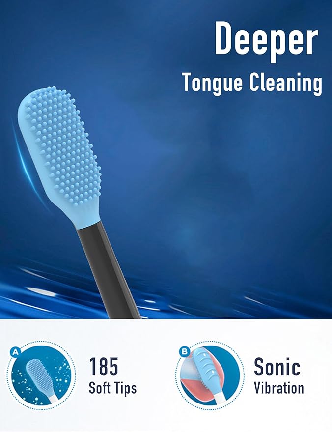 Tongue Scraper Heads Compatible with Philips Sonicare Click-On Handles – Gentle &amp Effective Tongue Cleaner Fresh Breath 3 Pack Replacement Brush Heads (Black one Size)
