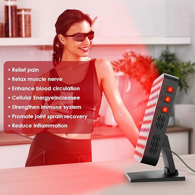 Red Blue Light Therapy for Body Red Near Infrared Panels 300W 60 Dual Chip Flicker Free LEDs Ideal for Body FaceMaintain EnergyMuscle Pain Skin Rejuvenation Recovery Sleep