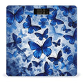 Blue Butterflies Scale for Body Weight Safe Rounded Corners Tempered Glass Digital Bathroom Scale LED Display 400lb Capacity Weight Scales with High Precision Sensors