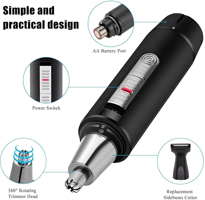 Ear and Nose Hair Trimmer for Men Professional USB Rechargeable Nostril Nasal Hair Cleaning System Lightweight Waterproof Nose Hair Clippers for Women