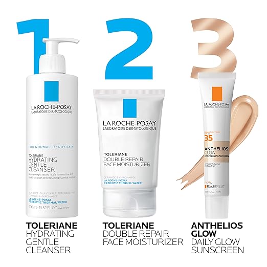 La Roche-Posay Anthelios Glow Tinted Sunscreen for Face with SPF 35 Broad Spectrum Protection For All Skin Types Including Sensitive Skin 24Hr Hydration Lightweight &amp Fast Absorbing Glowy Fin