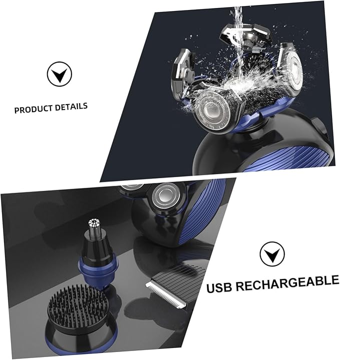 USB Rechargeable Electric Shaver Floating Trimmer Head for Beard Hair and Nose Hair Multifunctional Grooming Kit for Men